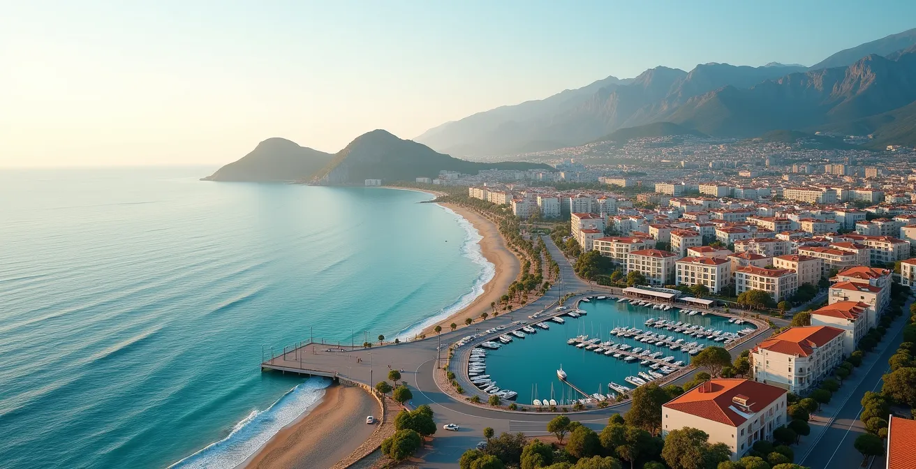 Vue aérienne stylisée montrant le parcours d'un weekend EVJF à travers les différents quartiers de Lloret